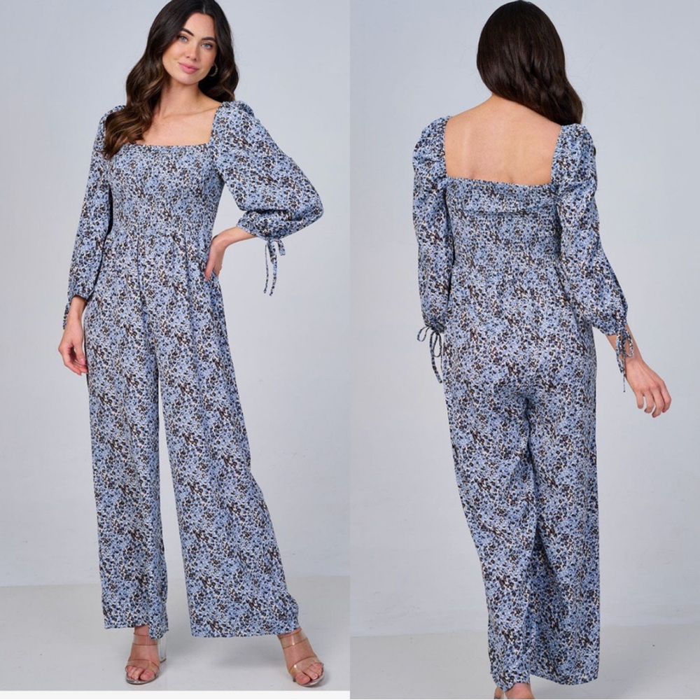 #554 Floral Blue Jumpsuit